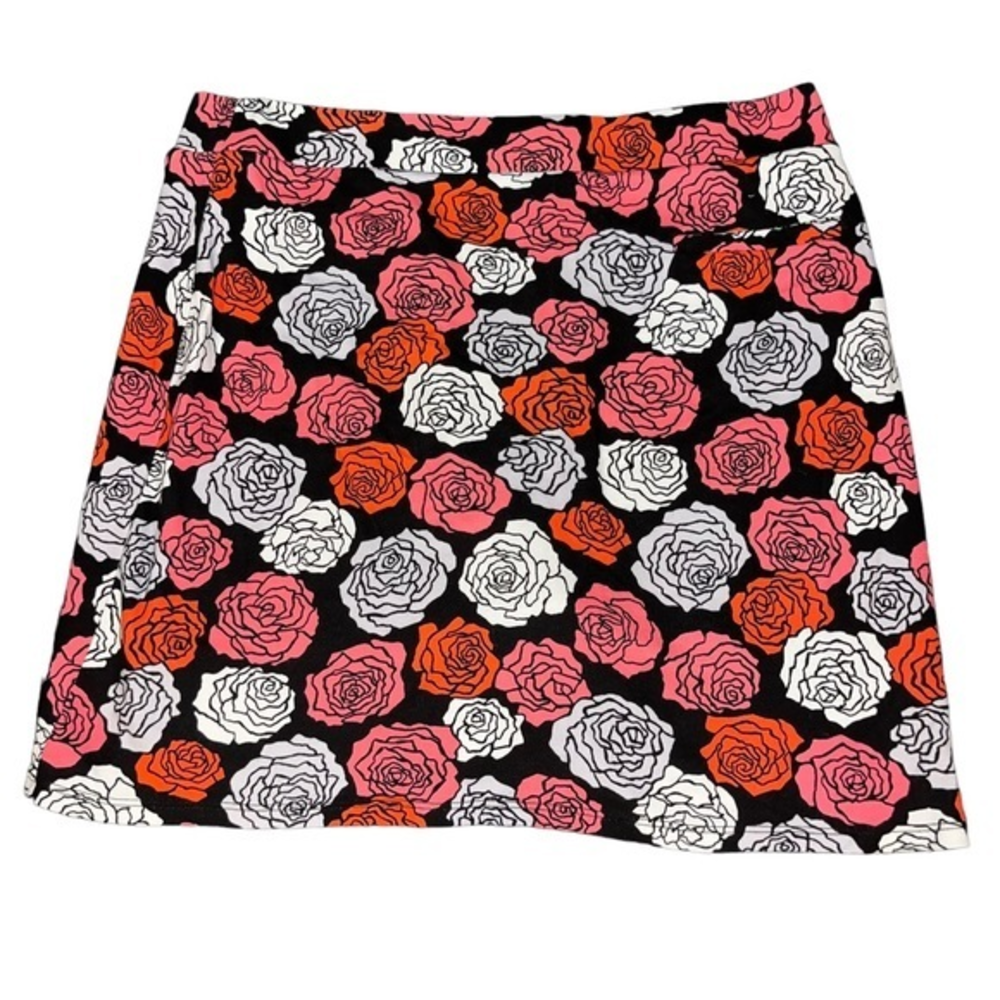 Jones New York Signature Rose Floral Skort Pink Orange Black‎ Womens  Med #314